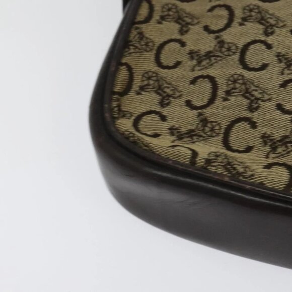 CELINE C Sulky Shoulder Bag Canvas Beige Gold Auth 117907 - Picture 2 of 14